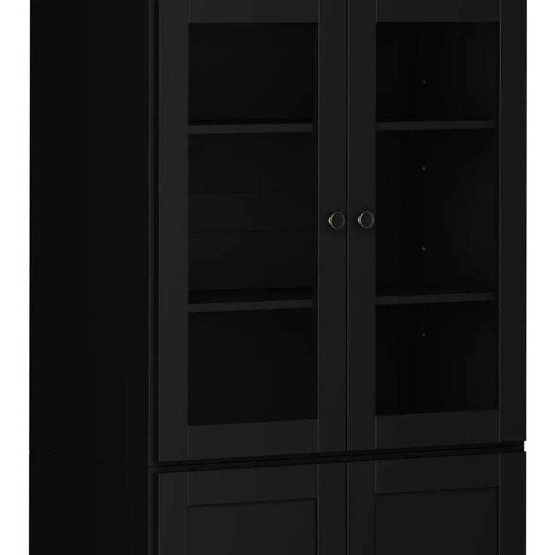 72" Black Solid Wood Four Door Pantry Or Storage Closet Homeroots Kitchen & Dining