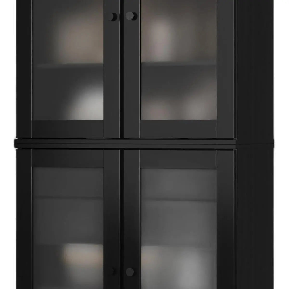 72" Black Solid Wood Four Door Two Drawer Pantry Or Storage Closet Homeroots Kitchen & Dining