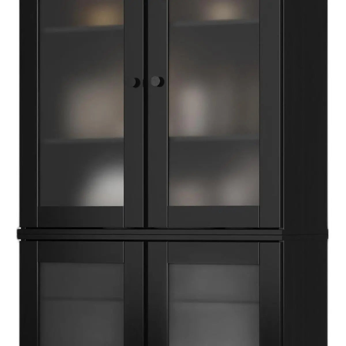 72" Black Solid Wood Four Door Two Drawer Pantry Or Storage Closet Homeroots Kitchen & Dining
