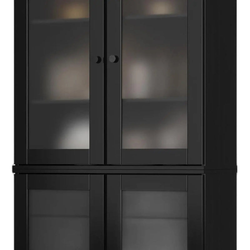 72" Black Solid Wood Four Door Two Drawer Pantry Or Storage Closet Homeroots Kitchen & Dining