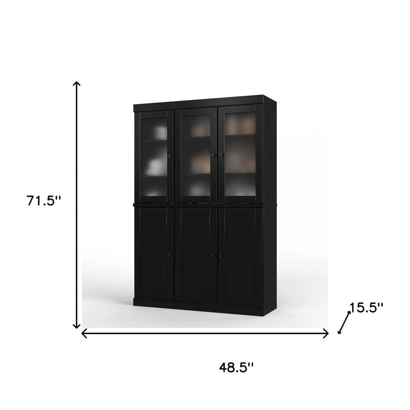 72" Black Solid Wood Six Door Pantry Or Storage Closet Homeroots Kitchen & Dining