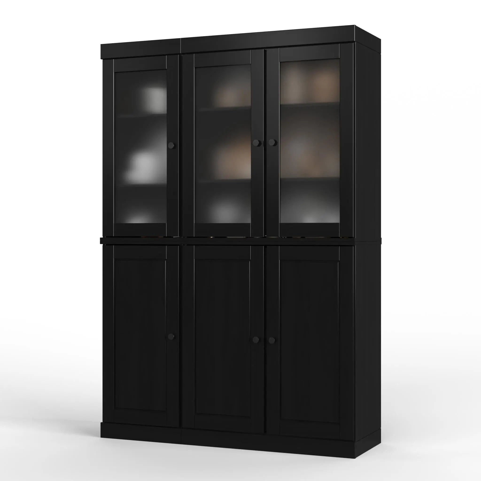 72" Black Solid Wood Six Door Pantry Or Storage Closet Homeroots Kitchen & Dining