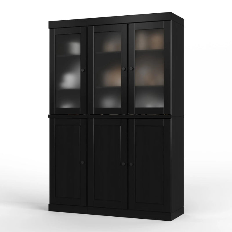 72" Black Solid Wood Six Door Pantry Or Storage Closet Homeroots Kitchen & Dining