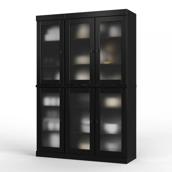 72" Black Solid Wood Six Door Pantry Or Storage Closet Homeroots Kitchen & Dining