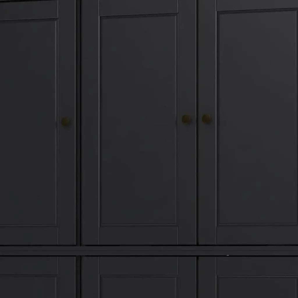 72" Black Solid Wood Six Door Two Drawer Pantry Or Storage Closet Homeroots Kitchen & Dining