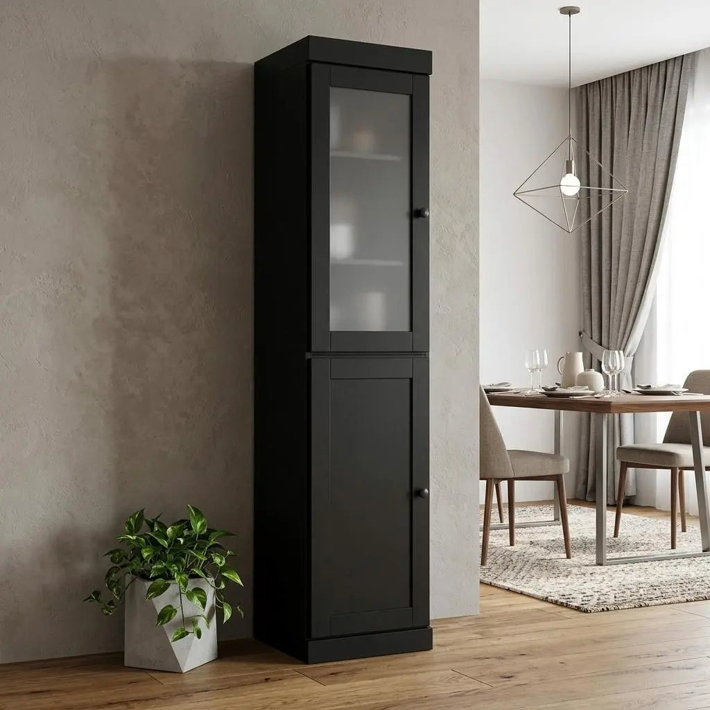 72" Black Solid Wood Two Door Pantry Or Storage Closet Homeroots Kitchen & Dining