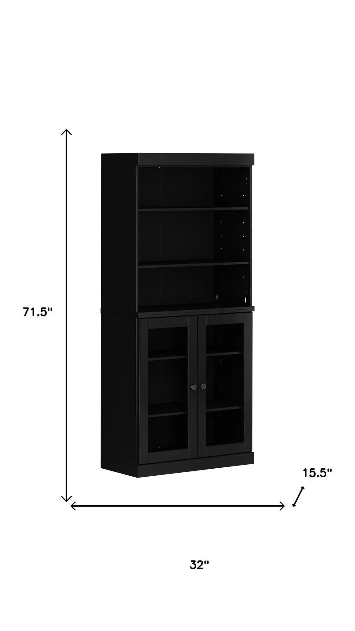 72" Black Solid Wood Two Door Pantry Or Storage Closet Homeroots Kitchen & Dining
