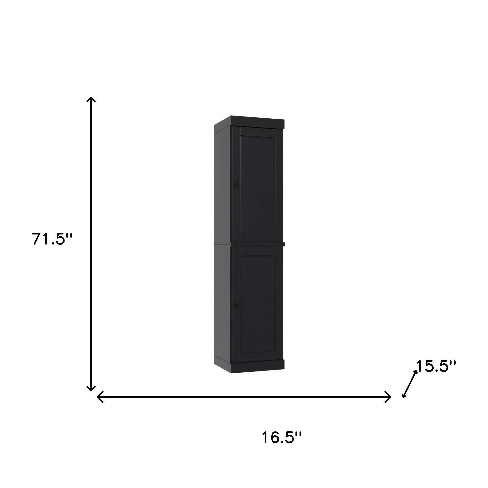 72" Black Solid Wood Two Door Pantry Or Storage Closet Homeroots Kitchen & Dining