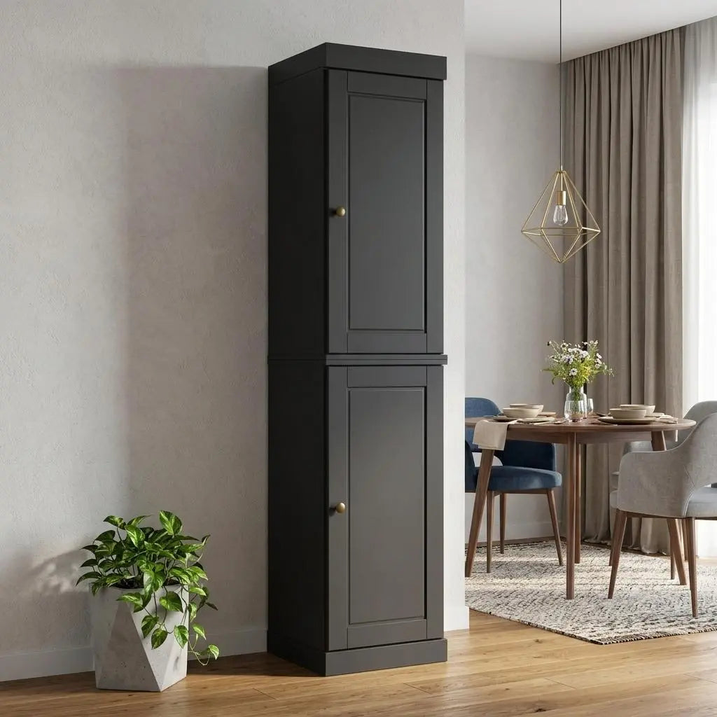 72" Black Solid Wood Two Door Pantry Or Storage Closet Homeroots Kitchen & Dining