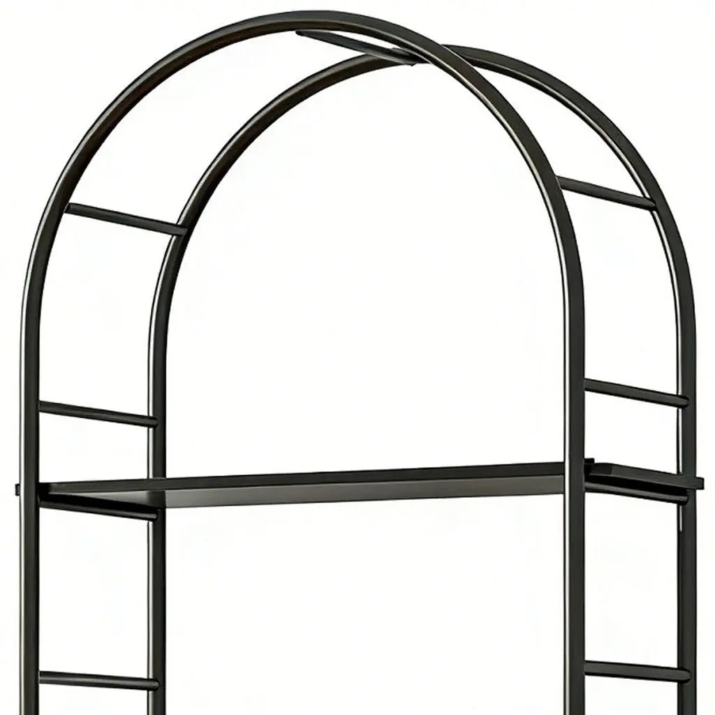 72" Black Wood Adjustable Three Tier Etagere Bookcase Homeroots Office