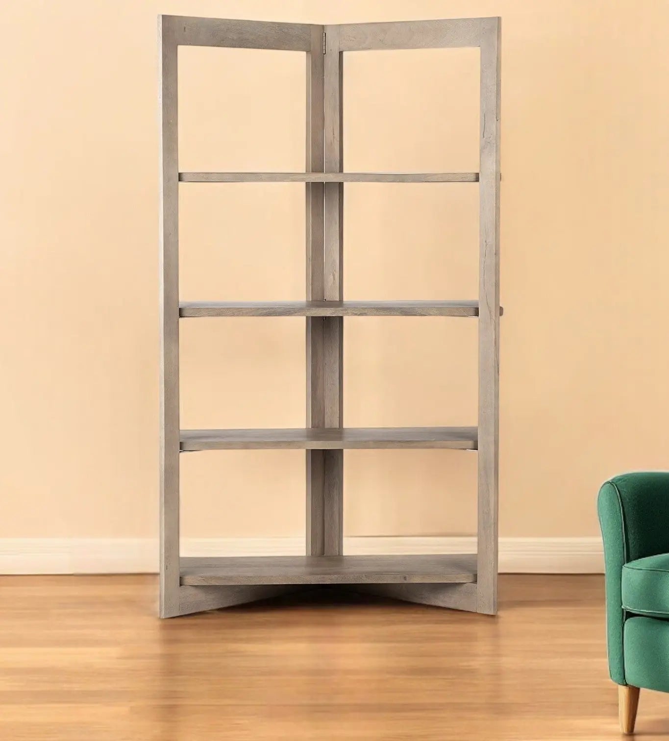 72" Brown Solid Wood and Wood Four Tier Bookcase - GreatEagleInc
