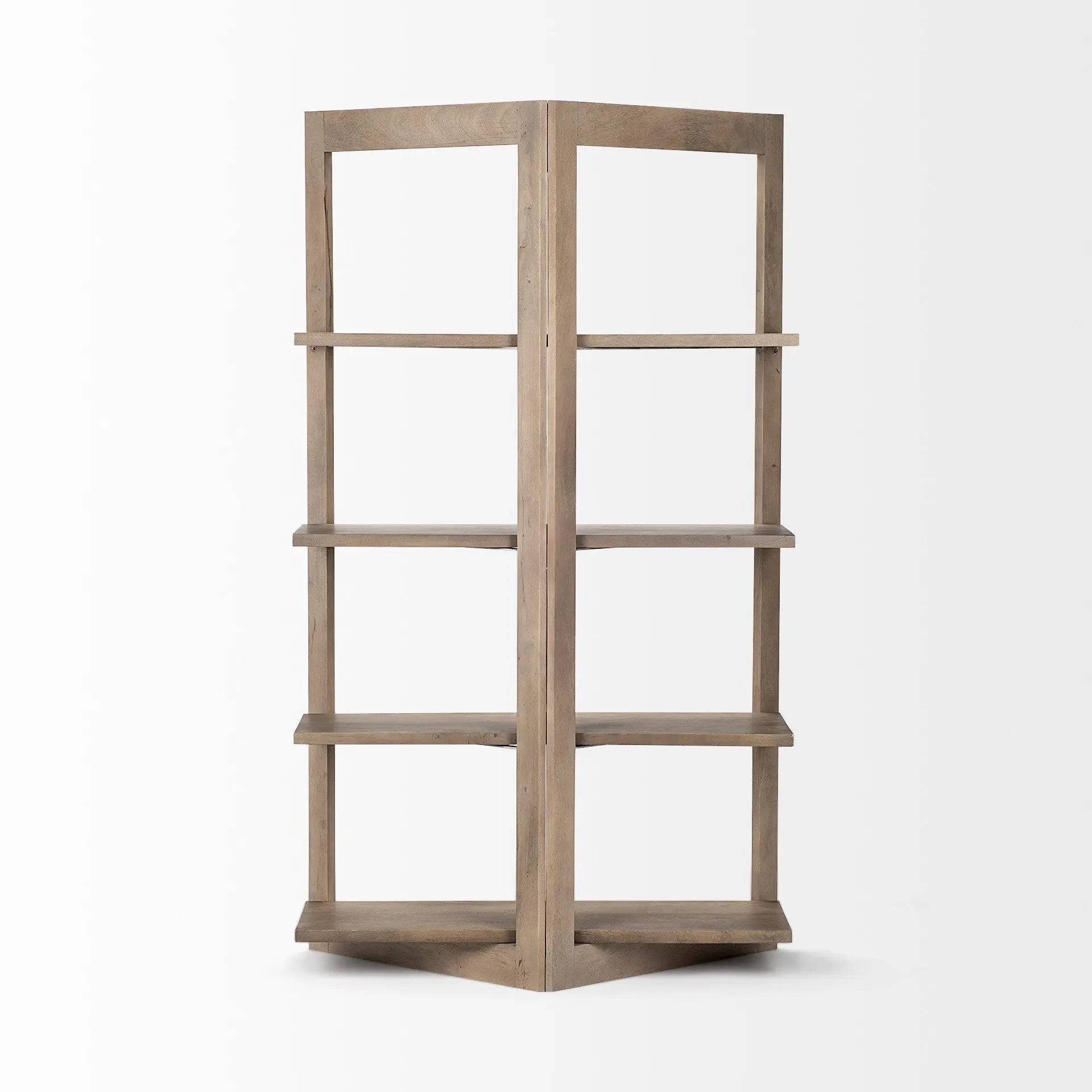 72" Brown Solid Wood and Wood Four Tier Bookcase - GreatEagleInc
