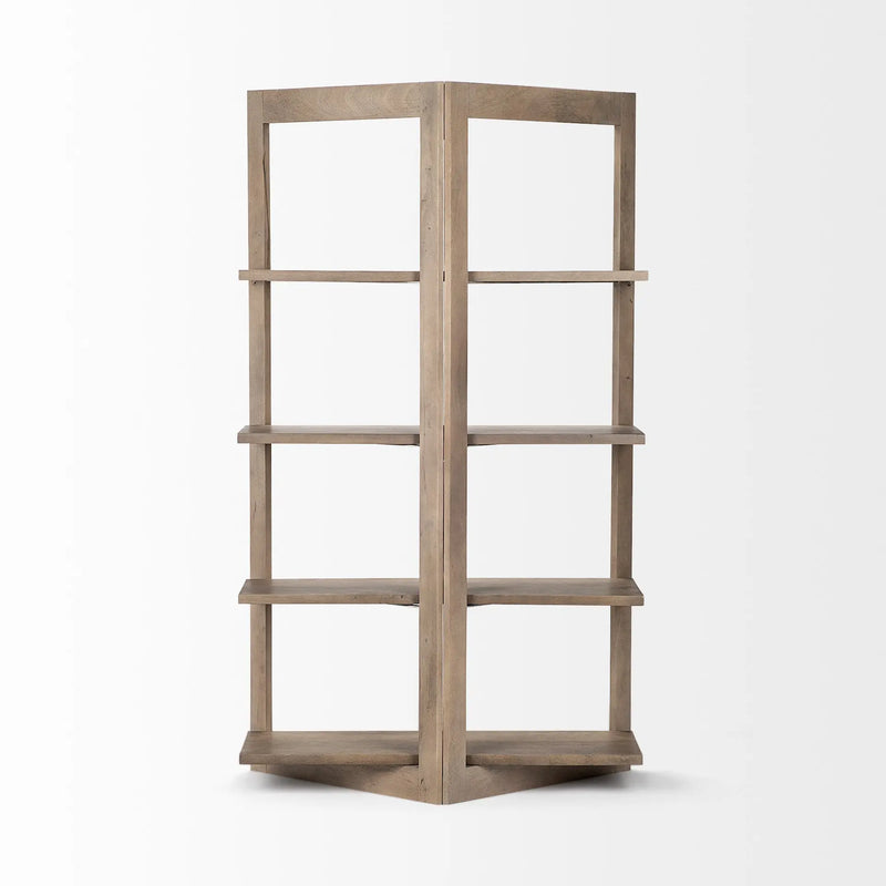 72" Brown Solid Wood and Wood Four Tier Bookcase - GreatEagleInc