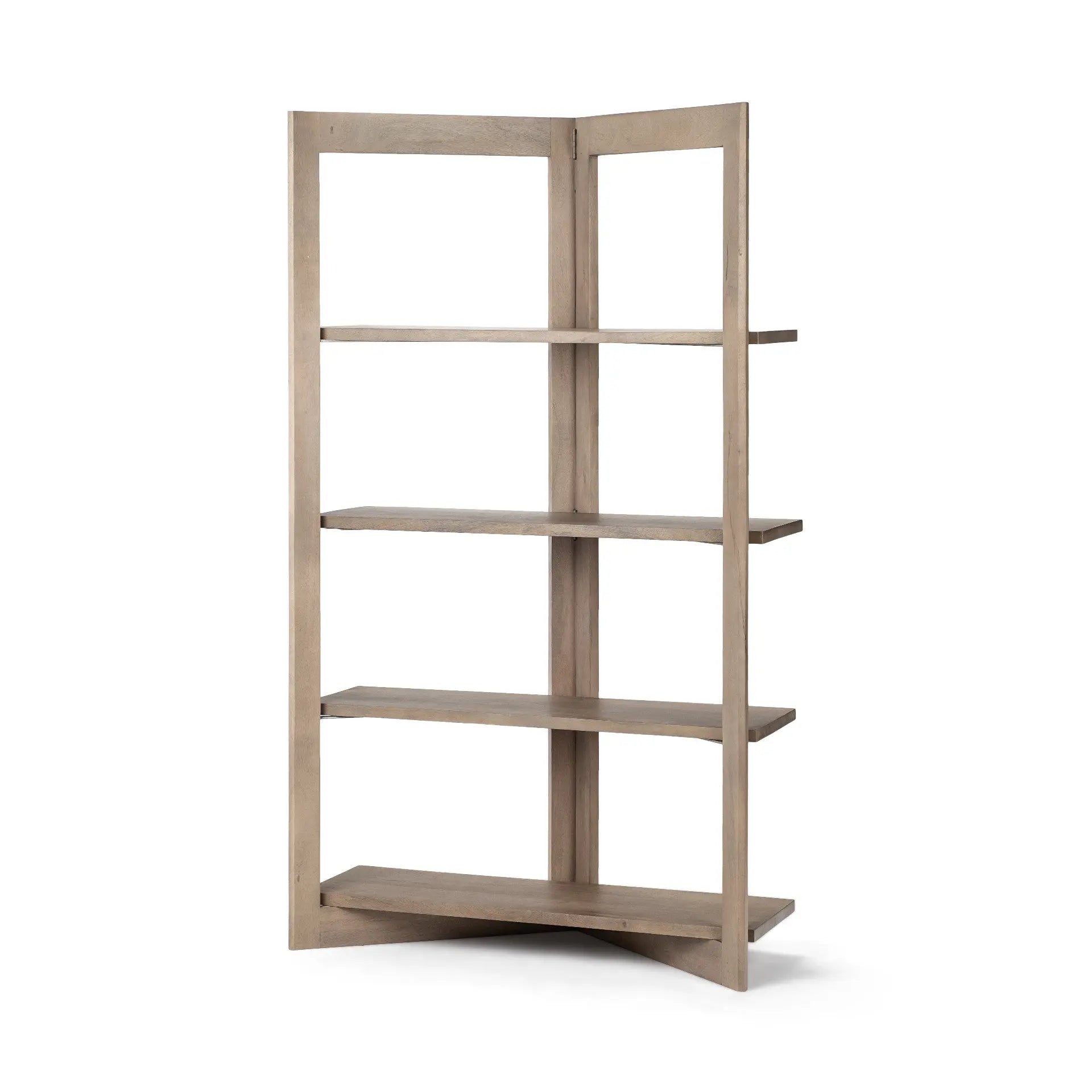 72" Brown Solid Wood and Wood Four Tier Bookcase - GreatEagleInc