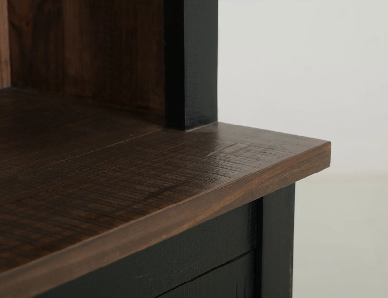 72" Brown and Black Distressed Wood Dining Hutch With Two Doors Homeroots Kitchen & Dining