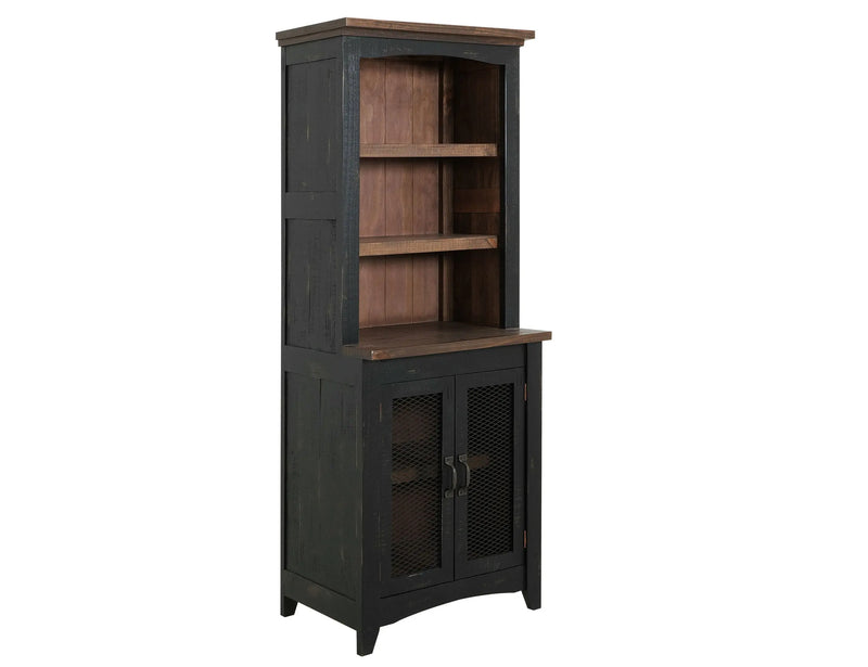 72" Brown and Black Distressed Wood Dining Hutch With Two Doors Homeroots Kitchen & Dining