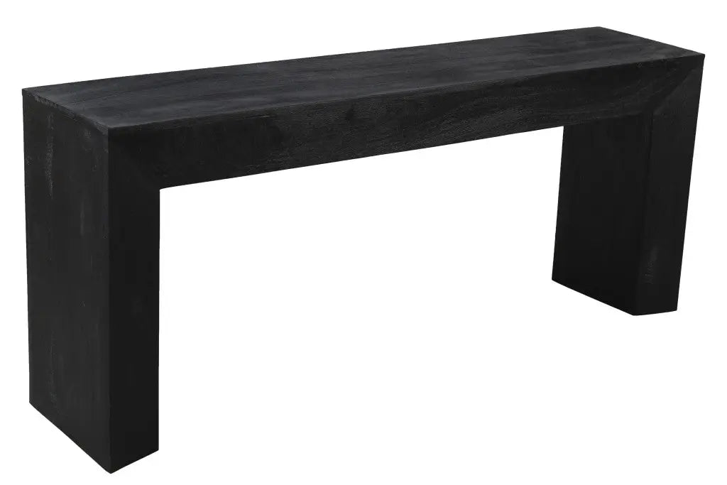 Sleek black wooden console table with minimalist design, perfect for modern entryways or living rooms.