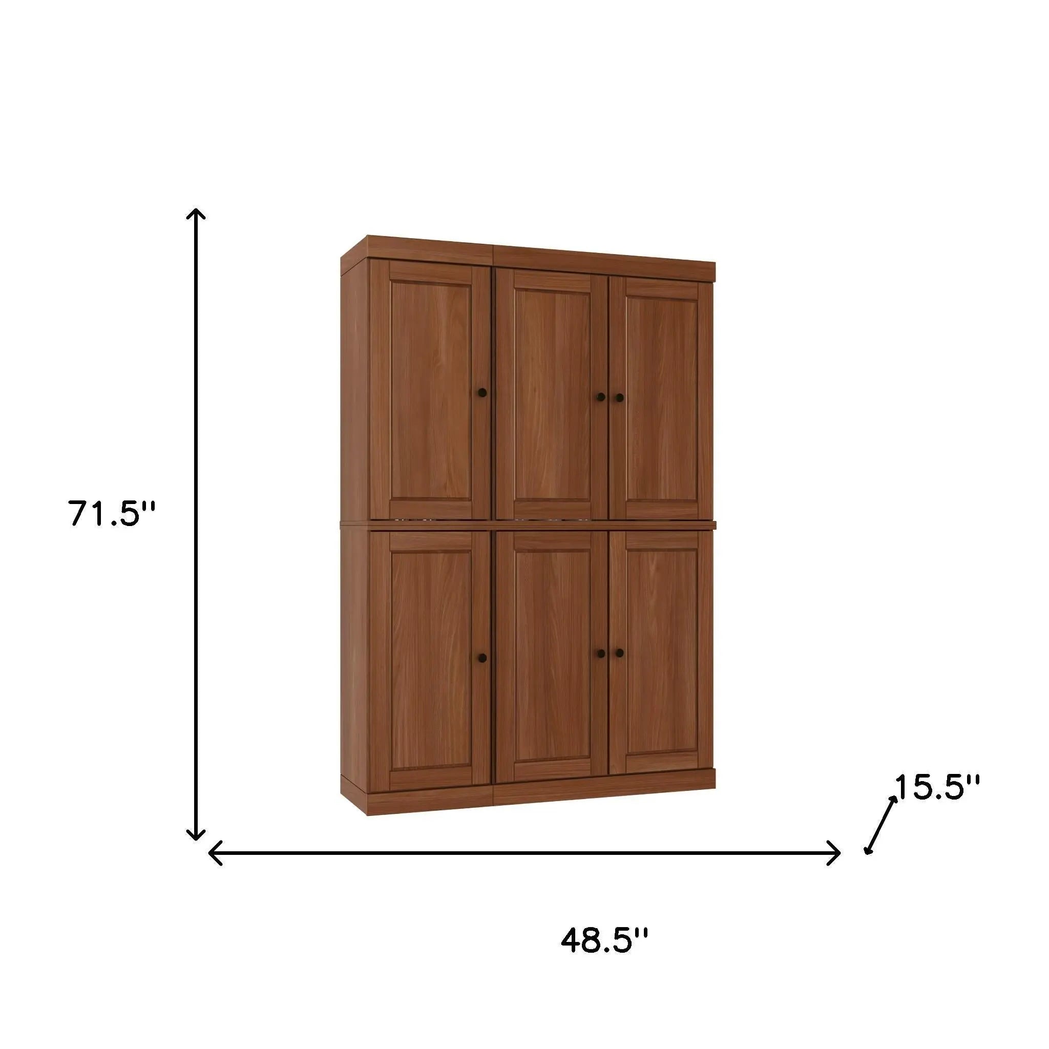 72" Coffee Solid Wood 8 Pantry Or Storage Closet Homeroots Kitchen & Dining