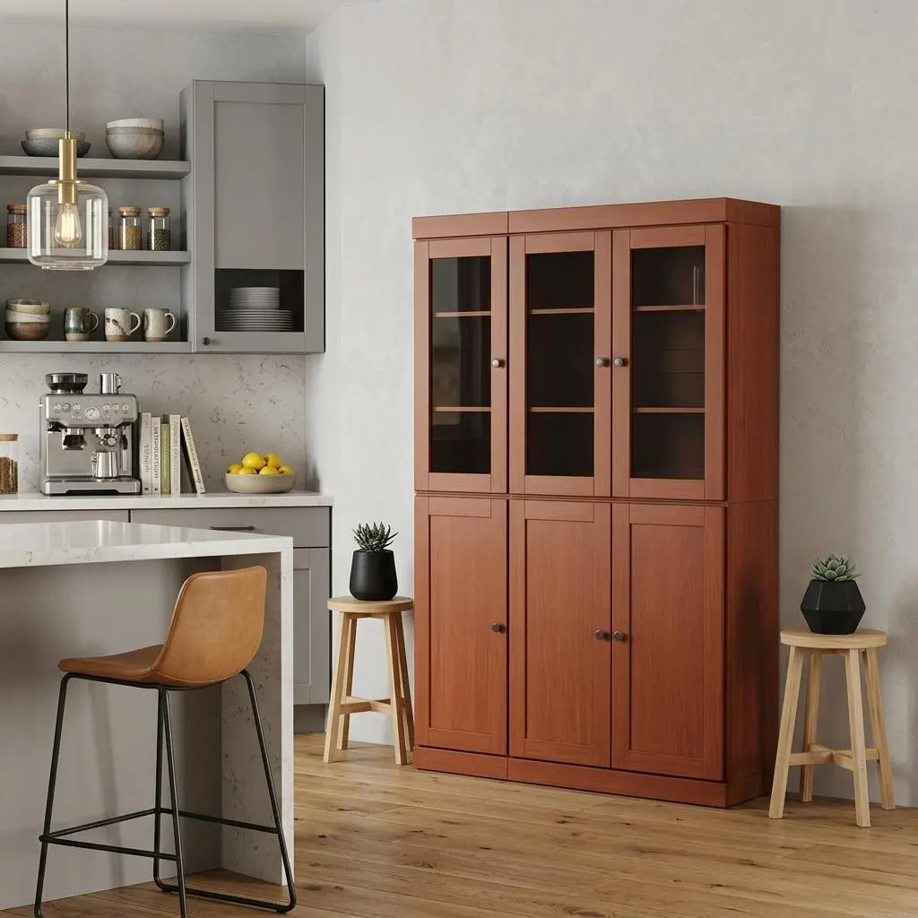72" Coffee Solid Wood 8 Pantry Or Storage Closet Homeroots Kitchen & Dining