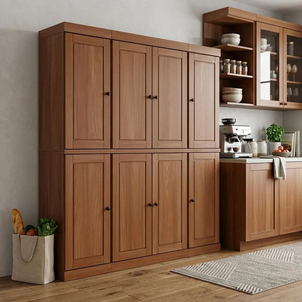 72" Coffee Solid Wood 8 Pantry Or Storage Closet Homeroots Kitchen & Dining