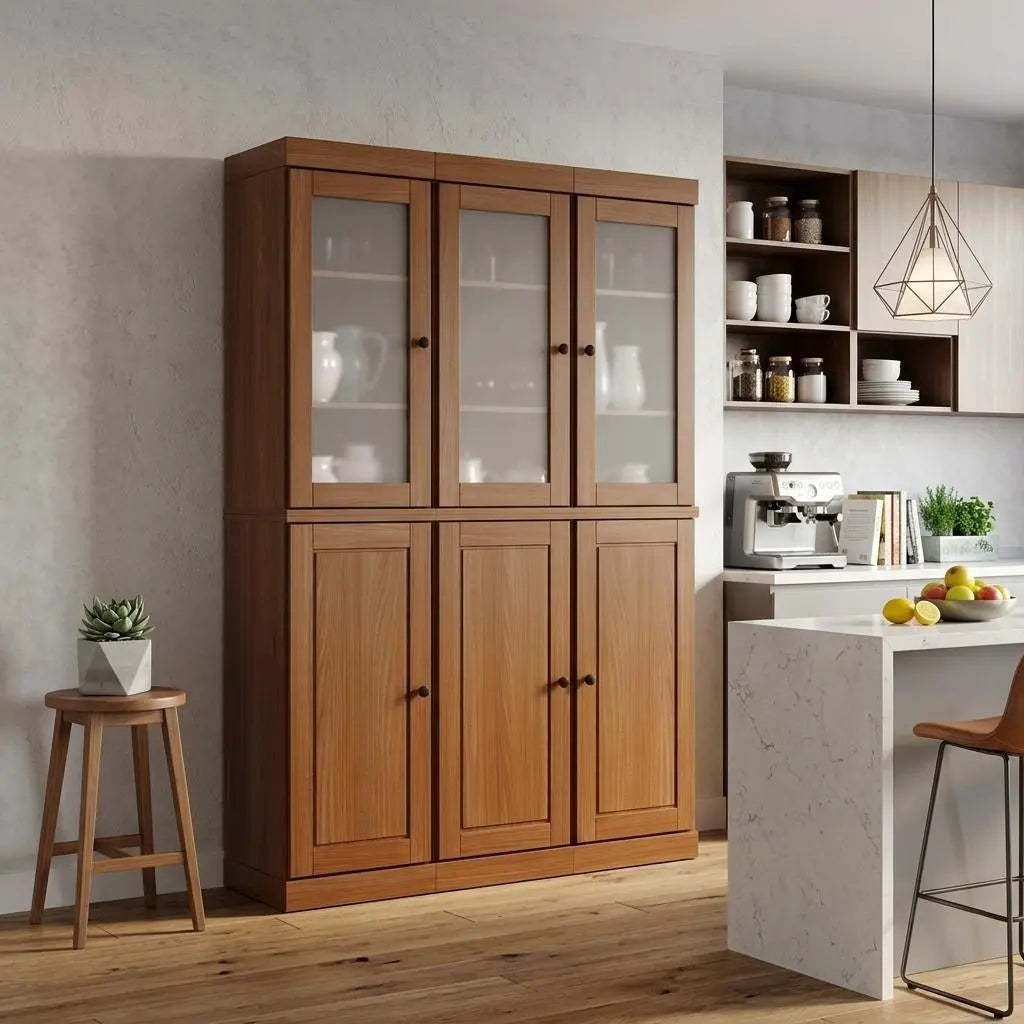 72" Coffee Solid Wood 8 Pantry Or Storage Closet Homeroots Kitchen & Dining