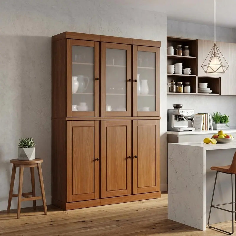 72" Coffee Solid Wood 8 Pantry Or Storage Closet Homeroots Kitchen & Dining