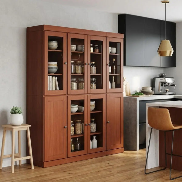 72" Coffee Solid Wood 8 Pantry Or Storage Closet Homeroots Kitchen & Dining