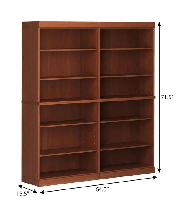 72" Coffee Solid Wood Adjustable Twelve Tier Library Bookcase Homeroots Office