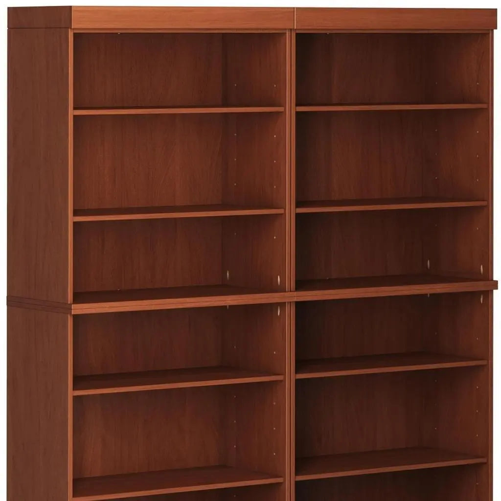 72" Coffee Solid Wood Adjustable Twelve Tier Library Bookcase Homeroots Office