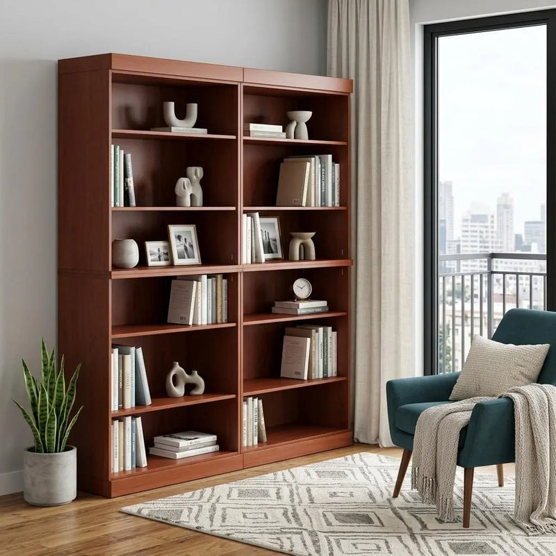 72" Coffee Solid Wood Adjustable Twelve Tier Library Bookcase Homeroots Office