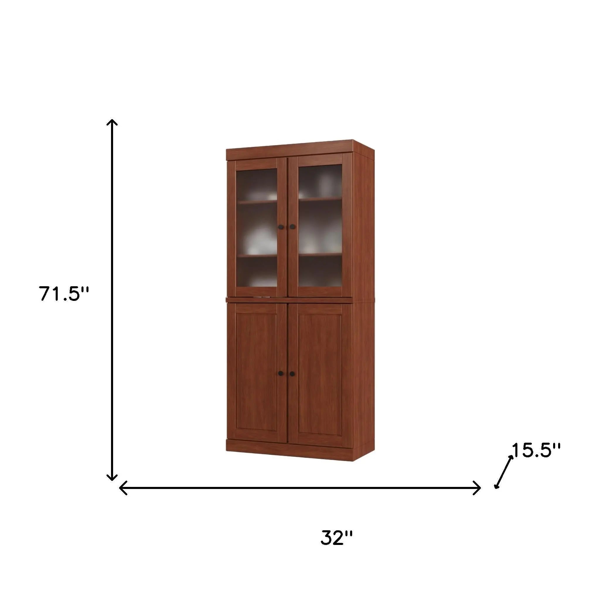 72" Coffee Solid Wood Four Door Pantry Or Storage Closet Homeroots Kitchen & Dining