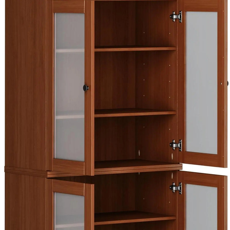 72" Coffee Solid Wood Four Door Pantry Or Storage Closet Homeroots Kitchen & Dining