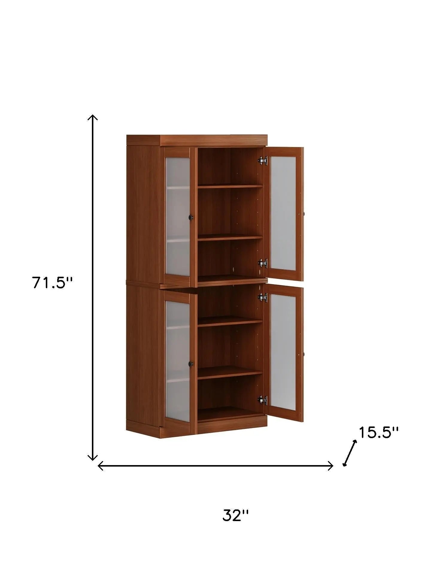 72" Coffee Solid Wood Four Door Pantry Or Storage Closet Homeroots Kitchen & Dining