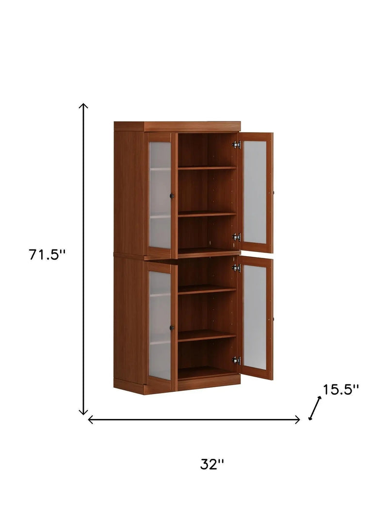 72" Coffee Solid Wood Four Door Pantry Or Storage Closet Homeroots Kitchen & Dining