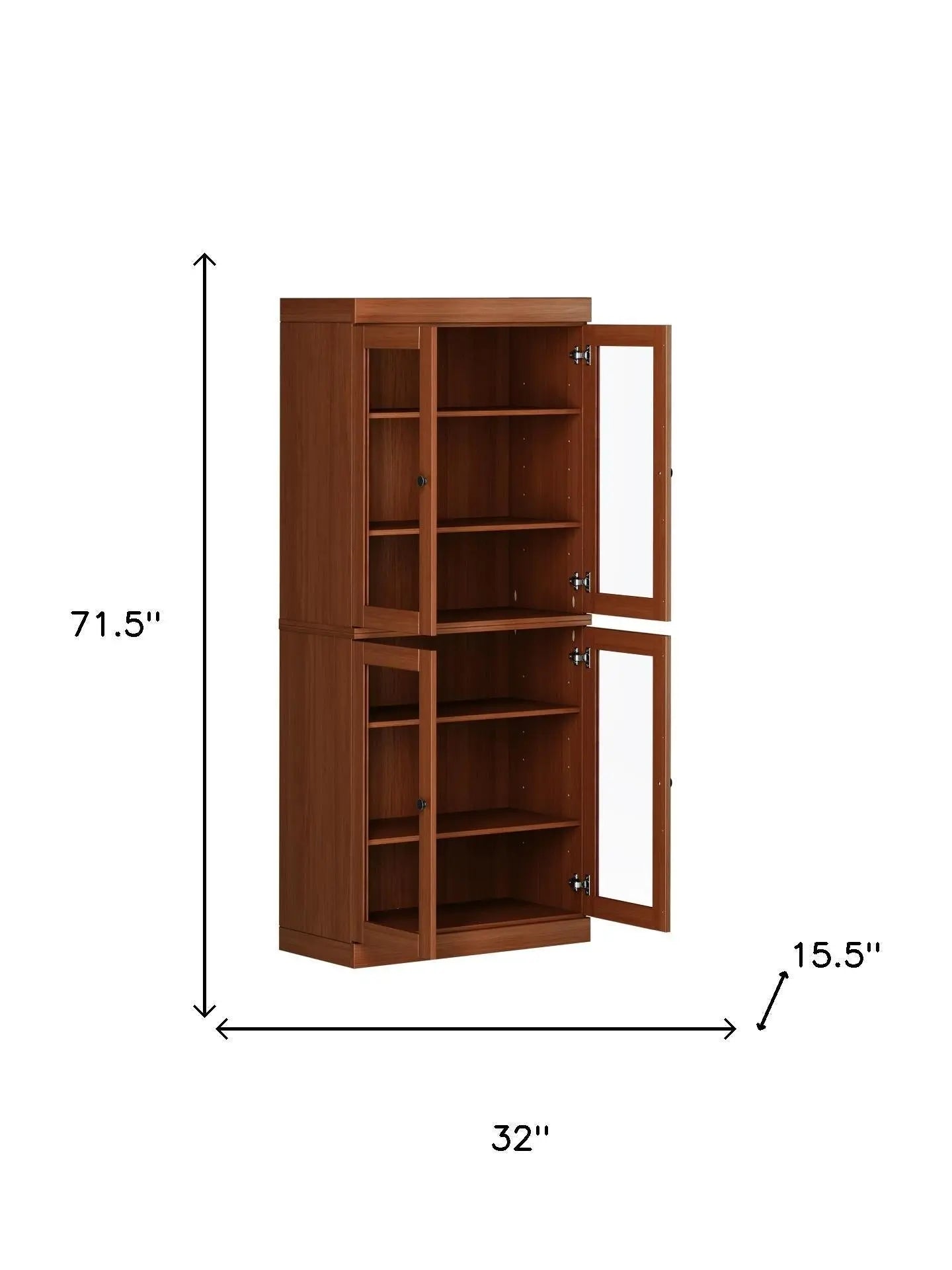 72" Coffee Solid Wood Four Door Pantry Or Storage Closet Homeroots Kitchen & Dining