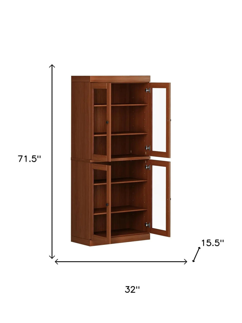 72" Coffee Solid Wood Four Door Pantry Or Storage Closet Homeroots Kitchen & Dining