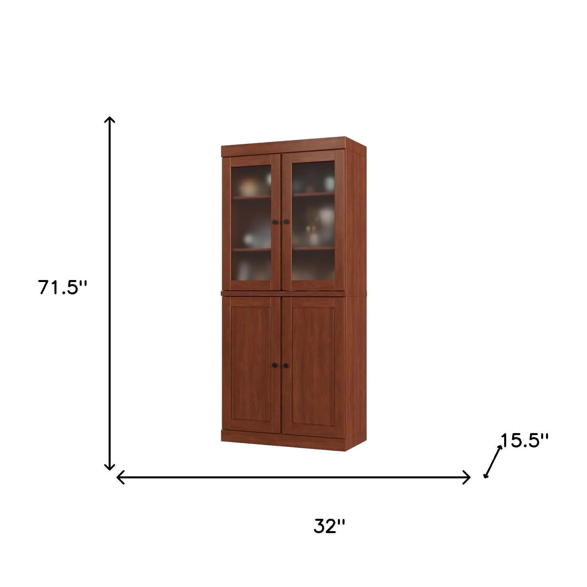 72" Coffee Solid Wood Four Door Two Drawer Pantry Or Storage Closet Homeroots Kitchen & Dining