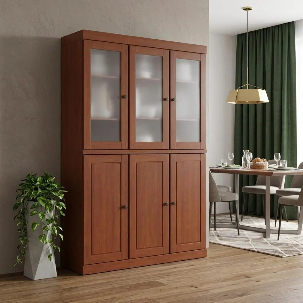 72" Coffee Solid Wood Six Door Pantry Or Storage Closet Homeroots Kitchen & Dining