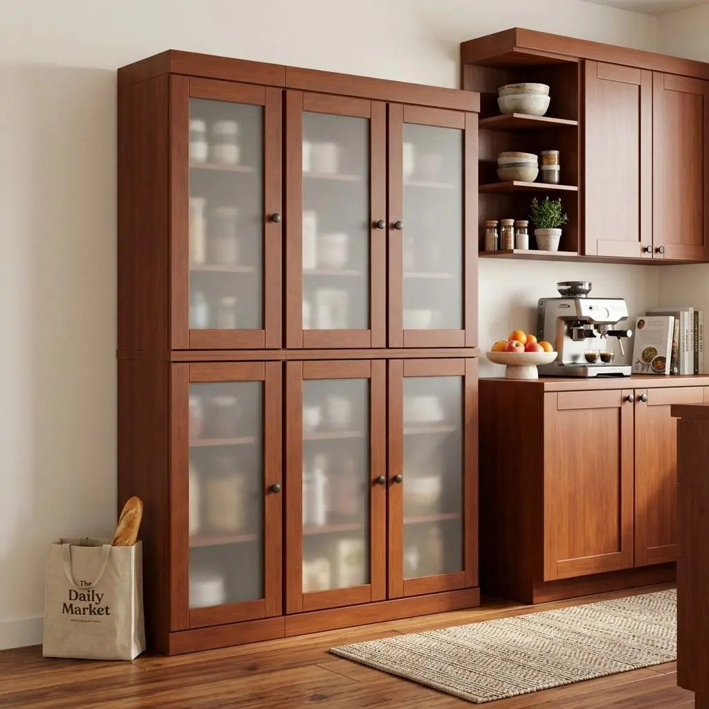 72" Coffee Solid Wood Six Door Pantry Or Storage Closet Homeroots Kitchen & Dining