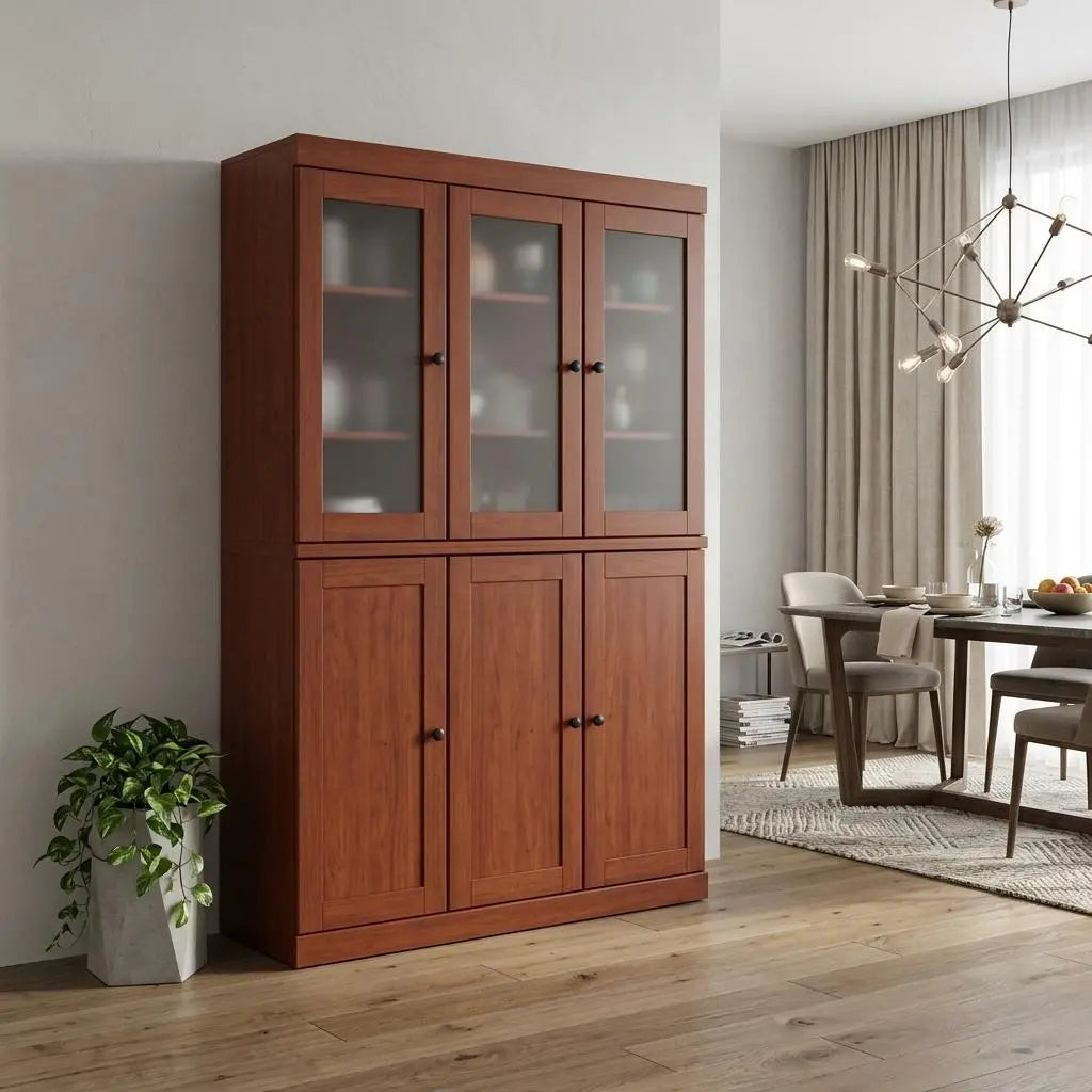 72" Coffee Solid Wood Six Door Two Drawer Pantry Or Storage Closet Homeroots Kitchen & Dining