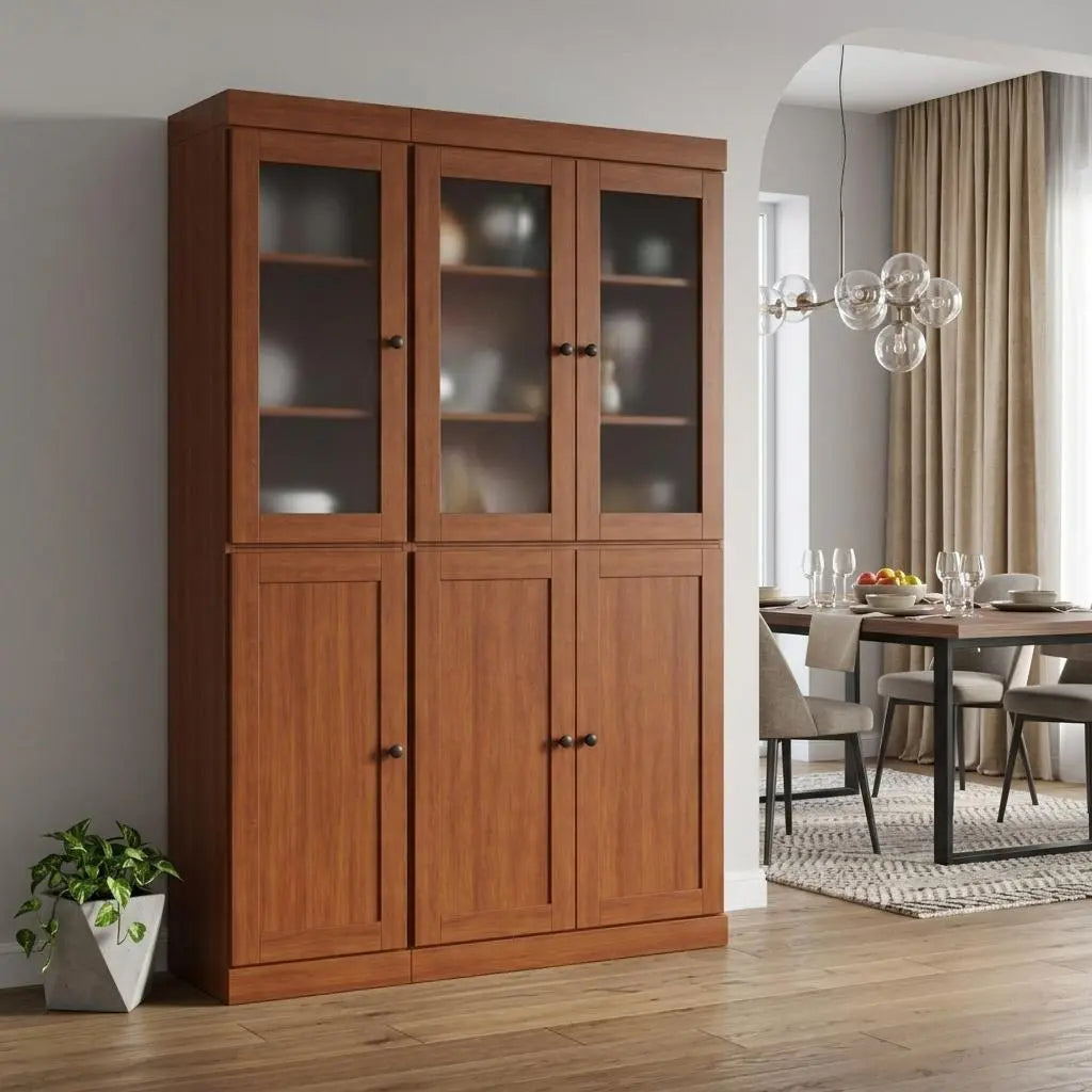 72" Coffee Solid Wood Six Door Two Drawer Pantry Or Storage Closet Homeroots Kitchen & Dining