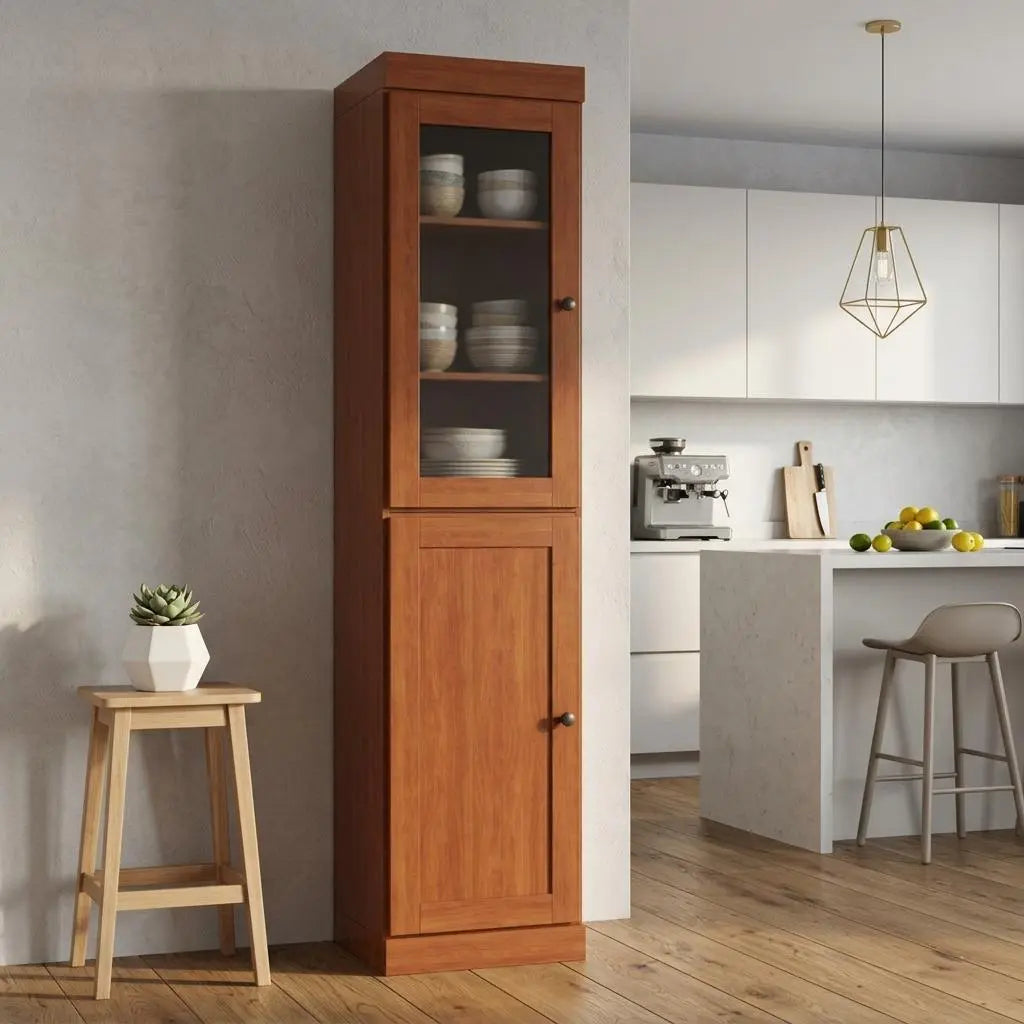 72" Coffee Solid Wood Two Door Pantry Or Storage Closet Homeroots Kitchen & Dining