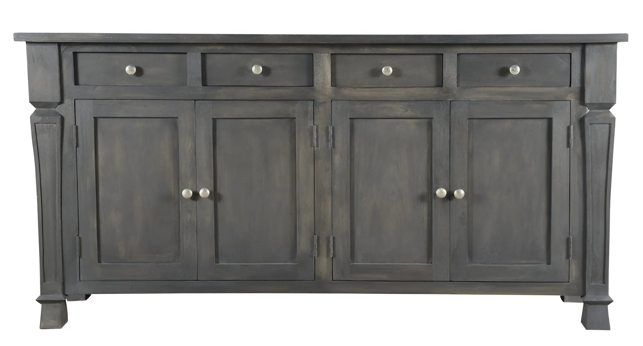 72" Dark Gray Solid Wood Four Drawer Sideboard with Four Doors Homeroots Kitchen & Dining