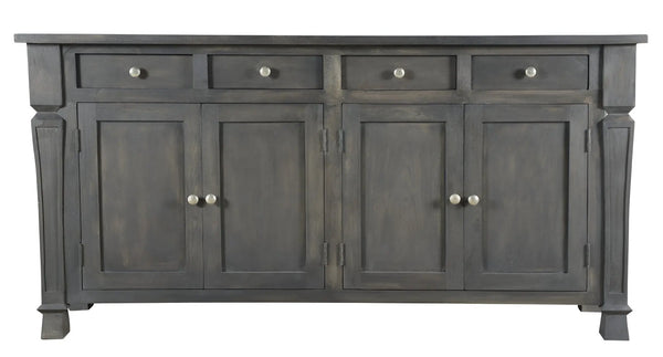 72" Dark Gray Solid Wood Four Drawer Sideboard with Four Doors Homeroots Kitchen & Dining