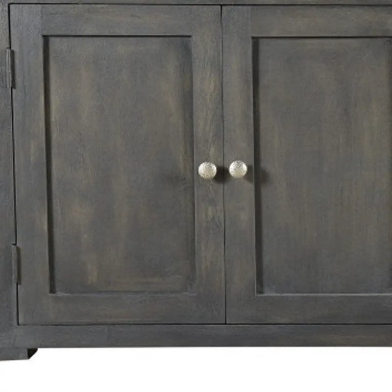 72" Dark Gray Solid Wood Four Drawer Sideboard with Four Doors Homeroots Kitchen & Dining