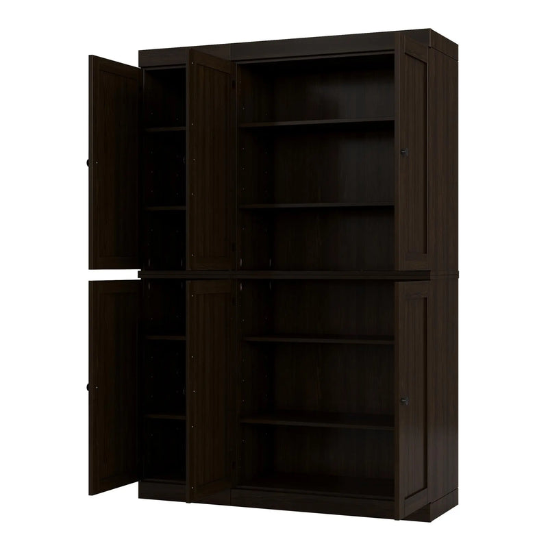 72" Espresso Solid Wood 8 Pantry Or Storage Closet Homeroots Kitchen & Dining