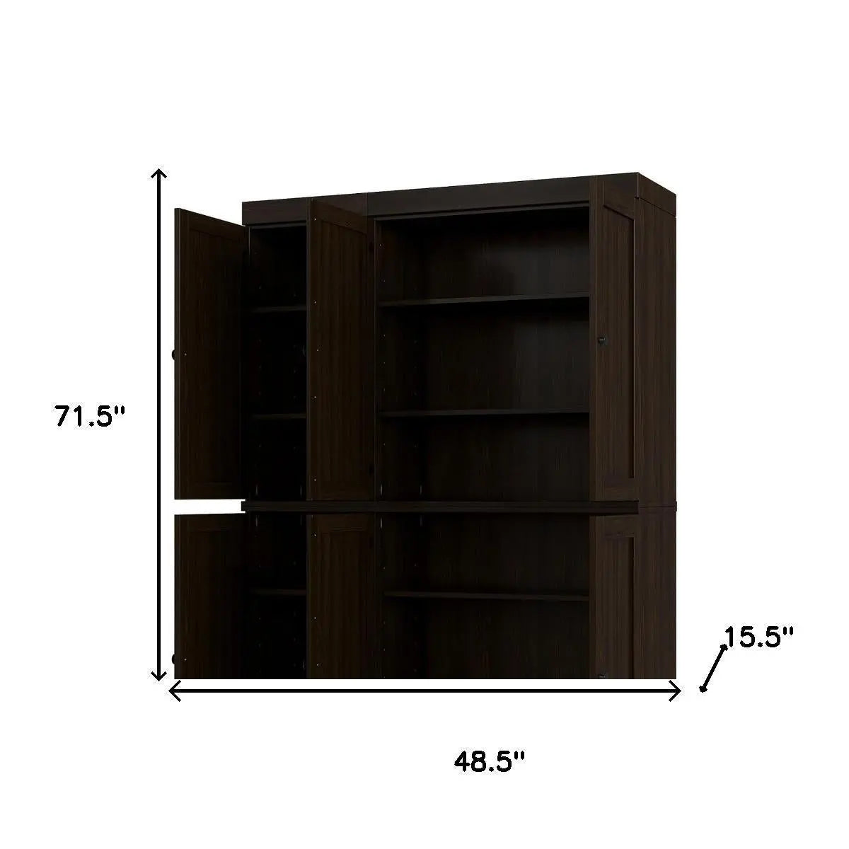 72" Espresso Solid Wood 8 Pantry Or Storage Closet Homeroots Kitchen & Dining