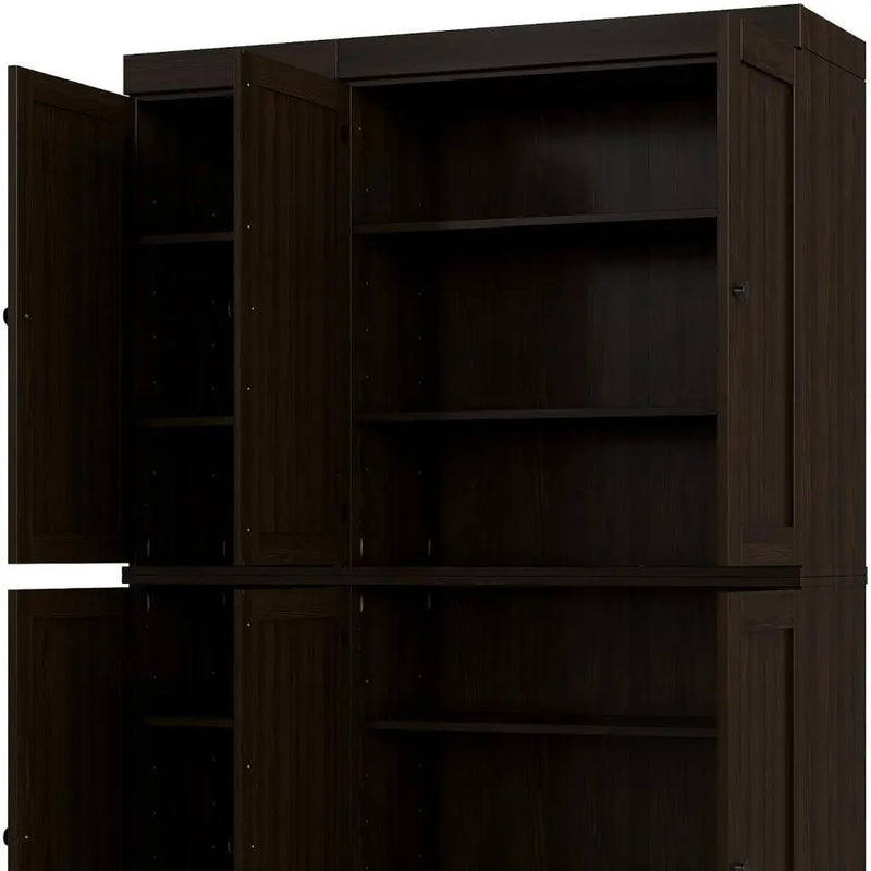 72" Espresso Solid Wood 8 Pantry Or Storage Closet Homeroots Kitchen & Dining