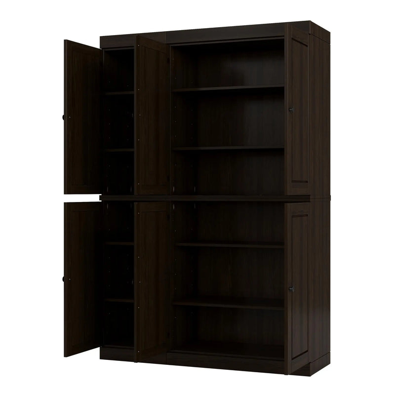 72" Espresso Solid Wood 8 Pantry Or Storage Closet Homeroots Kitchen & Dining