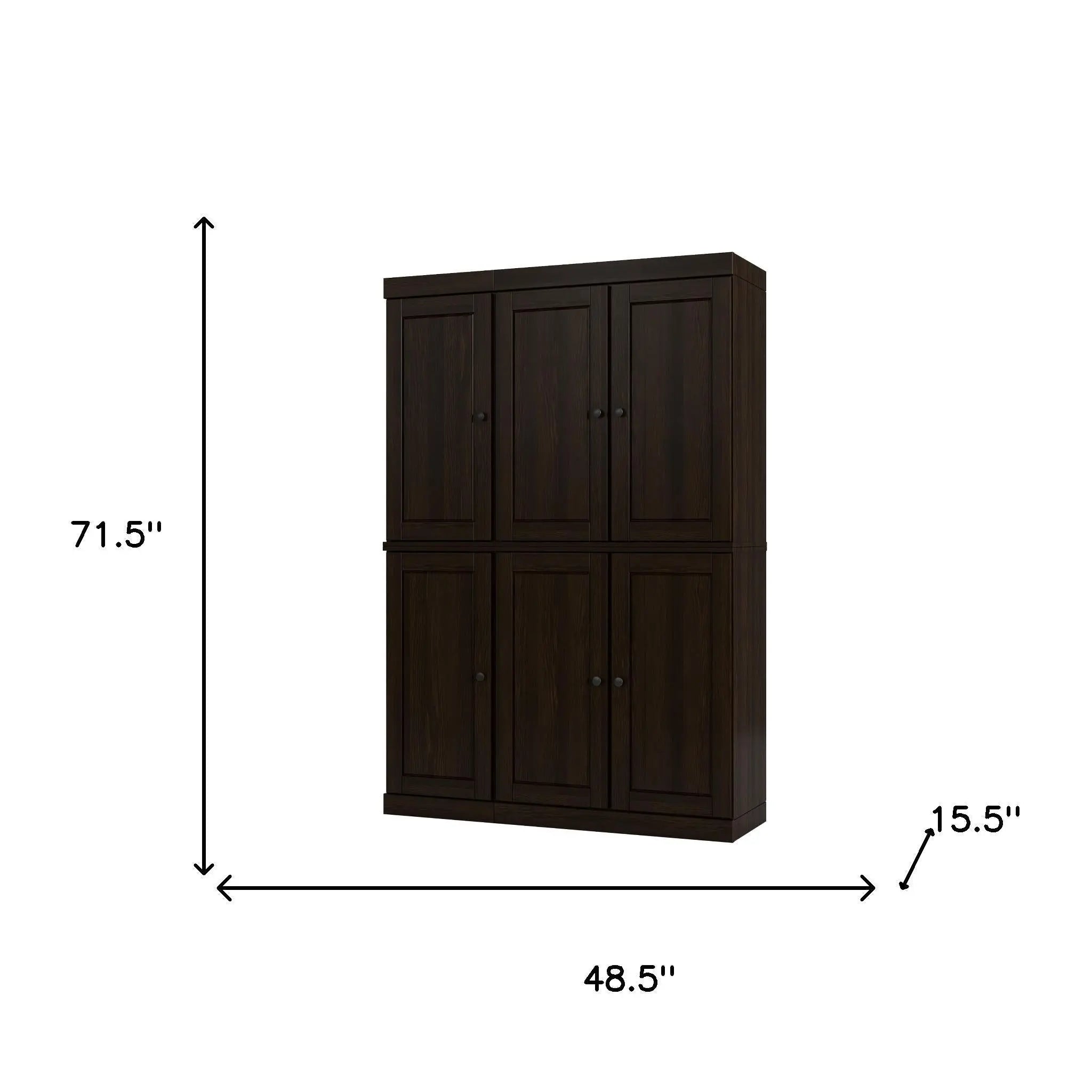 72" Espresso Solid Wood 8 Pantry Or Storage Closet Homeroots Kitchen & Dining